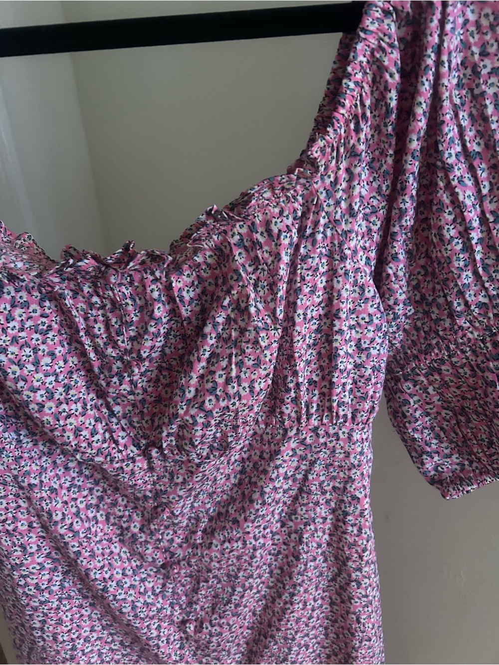 Influence Pink Floral Cottagecore Puff Sleeve Midi Dress - Picture 4 of 7